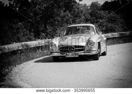 Pesaro Colle San Bartolo , Italy - May 17 - 2018 : Mercedes-benz 300 Sl CoupÉ (w198) 1955 On An Old 