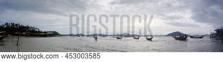 Wooden Long Tail Boat For Send Recieve Travelers Thai People Eco Travel Visit Ko Phithak Island And