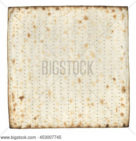 Matzah Unleavened Bread Baked Food Isolated Over White