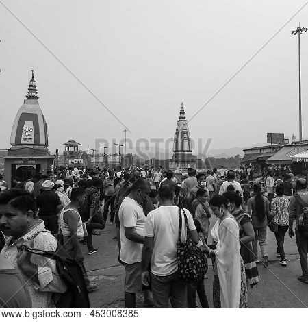 Haridwar, India, October 02 2021 - Har Ki Pauri Is A Famous Ghat On The Banks Of The Ganges In Harid