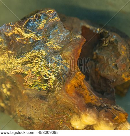 Calcite, Hydrogoethite Close-up. Background And Texture Of A Unique Mineral