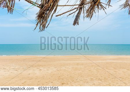 Selective Focus Palm Roofs, The Coconut Palms Of Beach Huts Decay From The Sea Breeze During The Rai