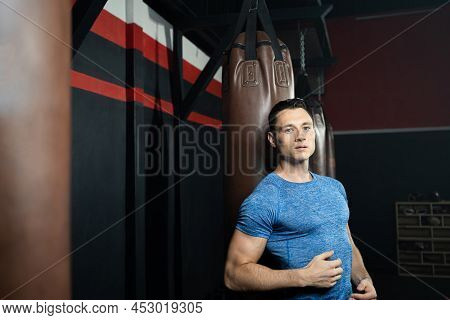 Young Handsome Caucasian Men With Strong Muscle In Sport Cloth Standing Inside Of Fitness Gym For Pr