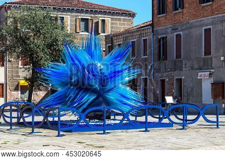 Venice, Italy - September 9, 2018: This Is An Unusual Monument Comet Of Glass (cometa Di Vetro), Iri