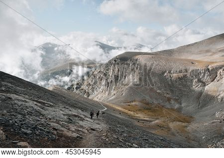 Distant View Of Enipeas Gorge On Mount Olympus, The Highest Mountain Of Greece And Home Of The Ancie