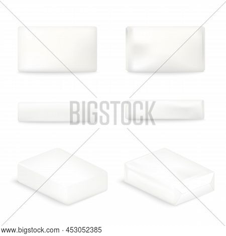 Cosmetic Soap Template In Various Angles Realistic Vector Illustration Isolated.