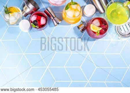 Set Of Summer Drinks, Mocktails, Cocktails