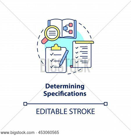 Determining Specifications Concept Icon. Information System Development Stage Abstract Idea Thin Lin