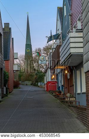 Helgoland, Germany - 02.27.2022: Slim Tall Pyramid Of The Modern Christian Church In German Island O