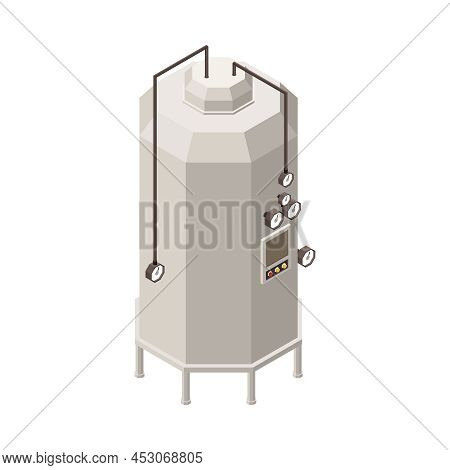 Isometric Icon With Factory Equipment For Wine Fermentation 3d Vector Illustration