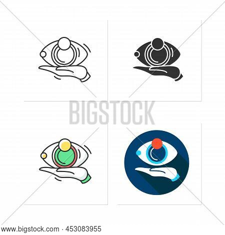 Creative Research Icon.artistic Vision Solution Approach Concept.eye With Magnifier Observing Pencil