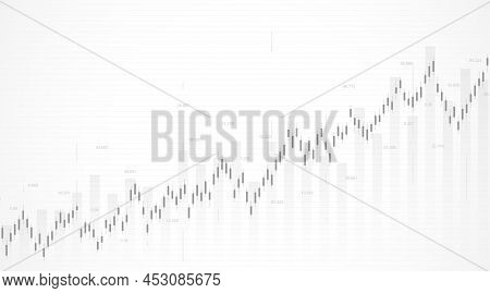 Financial Chart Background With Uptrend Line Graph. Business Candle Stick Graph Chart Of Stock Marke