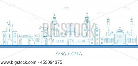 Outline Skyline Panorama Of City Of Kano, Nigeria - Vector Illustration