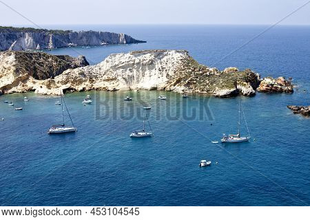 View Of The Tremiti Islands. San Domino Island, Italy: Scenic View Of Tipycal Rocky Coastline. Adria