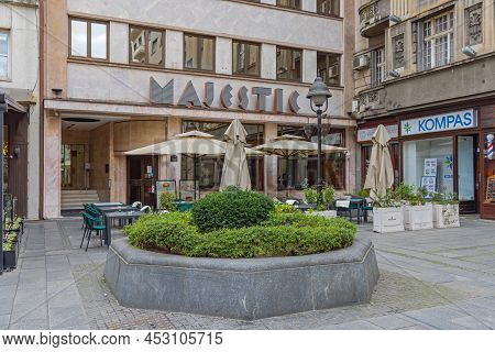 Belgrade, Serbia - April 17, 2022: Hotel Majestic Building And Kompas Travel Agency In Capital City 