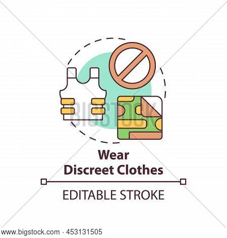 Wear Discreet Clothes Concept Icon. Avoid Military Symbols. Action During War Abstract Idea Thin Lin