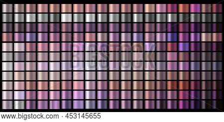 Vector Gradient Swatches Set. Pink, Pastel, Powdery, Purple, Chromium Colors Gradient Swatch Set Vec
