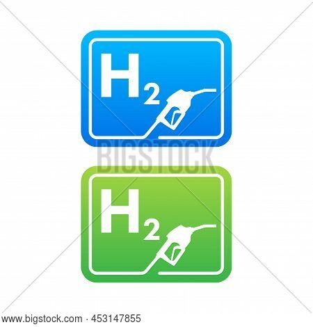 Hydrogen Car Station, H2 Gas. Renewable Eco Energy. Vector Stock Illustration.