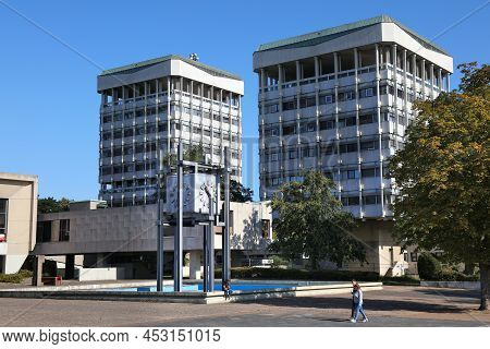 Marl, Germany - September 20, 2020: People Visit Creiler Platz Public Square Of Marl, Germany. Marl 