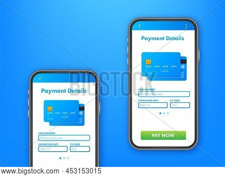 Business Card With Pay Details For Web Page Design. Online Shopping. Credit Card. Online Store. Vect