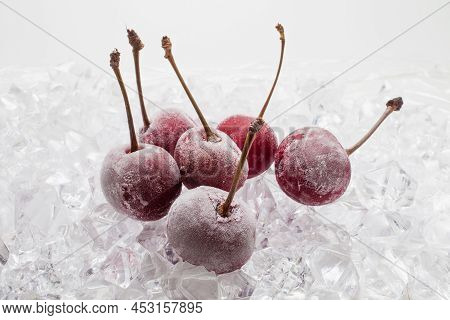 Fresh Cherry Berries On Quick Freeze Ice