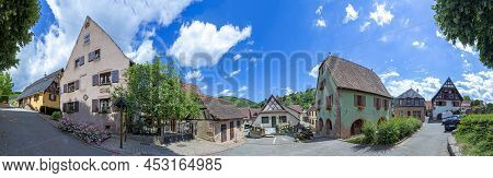 Albe, France - June 19, 2018: Main Street In The Small Village Of Albe In The Alsace Region, France