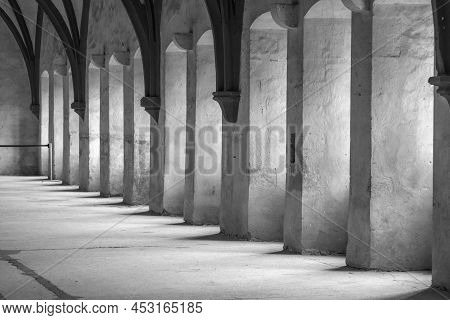Eberbach, Germany - December 29, 2018: Monks Dormitory At Monastery Eberbach In Germany.