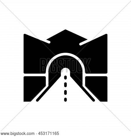 Black Solid Icon For Tunnel Avenue Entrance Street Subterranean Road Transport Below-ground Subway