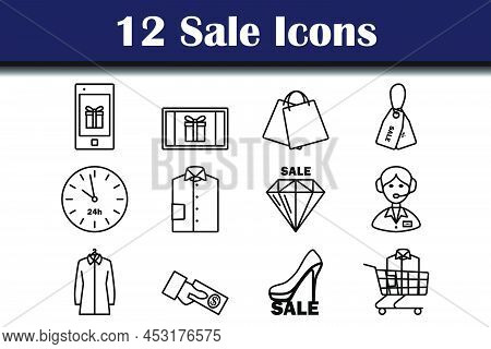 Sale Icon Set. Bold Outline Design With Editable Stroke Width. Vector Illustration.