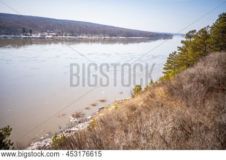 View From The Shore Of Open-air Museum Tomsk Pisanitsa Located North-west Of Kemerovo On The Right B