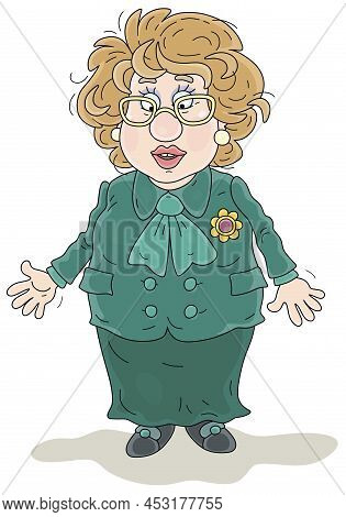 Woman Politician Gesturing And Giving A Speech At A Meeting, Vector Cartoon Illustration Isolated On