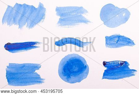 Abstract Colorful Watercolor Grunge Brush Stroke Set.