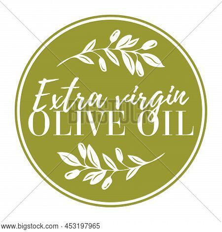 Extra Olive Oil Icon Vector Illustration. Elegant Logo Template With Olive Branch - Simple Linear St