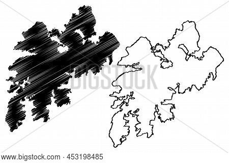 Vestvagoy Island (kingdom Of Norway) Map Vector Illustration, Scribble Sketch Vestvagoy Map