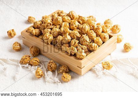 Caramel Popcorn In Bamboo Wooden Box