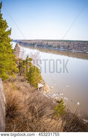 View From The Shore Of Open-air Museum Tomsk Pisanitsa Located North-west Of Kemerovo On The Right B