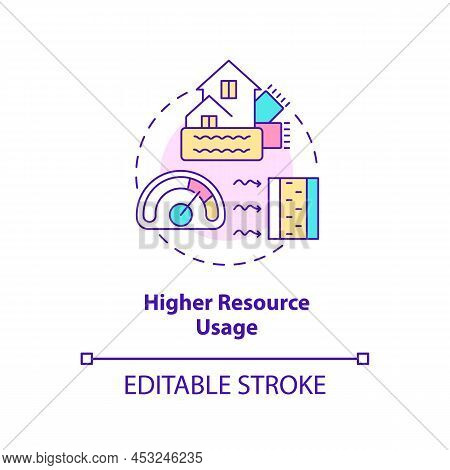 Higher Resource Usage Concept Icon. Disadvantage Of Zero-energy Building Abstract Idea Thin Line Ill