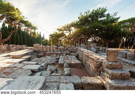 The Territory Of Filerimos Monastery On The Island Of Rhodes In Greece