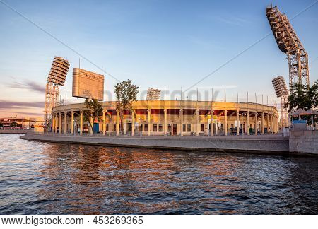 St. Petersburg, Russia - July, 2018: Petrovsky Stadium On Petrovsky Island, View From The Zhdanovka 
