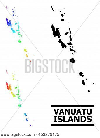 Spectrum Gradient Stars Collage Map Of Vanuatu Islands. Vector Colorful Map Of Vanuatu Islands With 