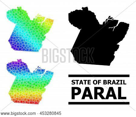 Spectrum Gradiented Star Mosaic Map Of Paral State. Vector Colored Map Of Paral State With Spectrum 