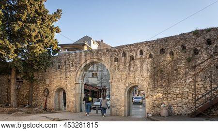 Trebinje, Bosnia And Herzegovina, March 2022 - A Gateway In The Ancient City Fortress Wall, In The O