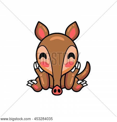 Vector Illustration Of Cute Little Aardvark Cartoon Sitting