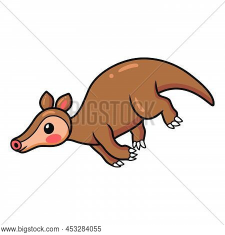 Vector Illustration Of Cute Little Aardvark Cartoon Running