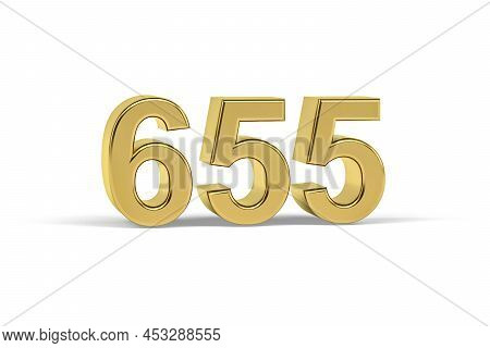 Golden 3d Number 655 - Year 655 Isolated On White Background - 3d Render
