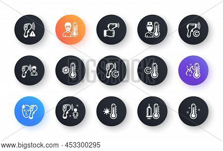 Temperature Icons. Thermometer, Check Body Temperature, Fever Diagnostic. Coronavirus Control, Flu C