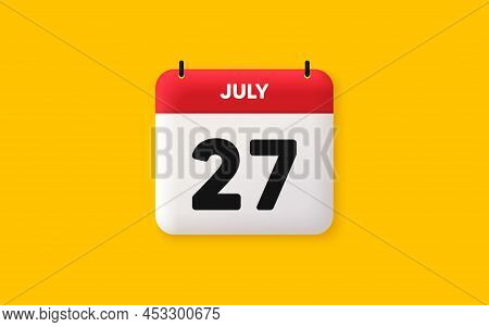 Calendar Date 3d Icon. 27th Day Of The Month Icon. Event Schedule Date. Meeting Appointment Time. Ag