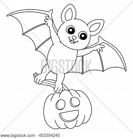 A Cute And Funny Coloring Page Of A Flying Bat On Halloween. Provides Hours Of Coloring Fun For Chil