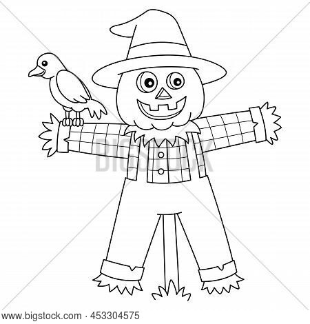 A Cute And Funny Coloring Page Of A Scarecrow Halloween. Provides Hours Of Coloring Fun For Children