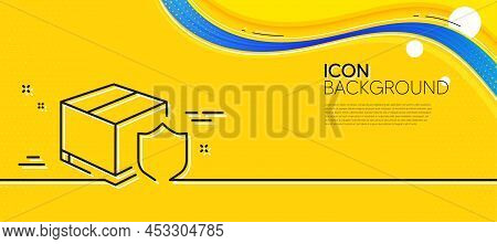 Delivery Insurance Line Icon. Abstract Yellow Background. Parcels Tracking Sign. Shipping Box Symbol